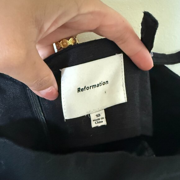 NWT Reformation Ainsley Black Linen Corset Mini Dress US 10 - Picture 7 of 8